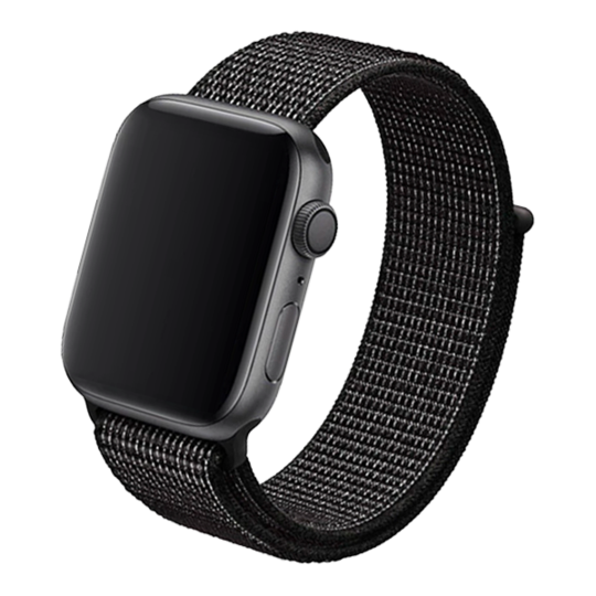 Cinturino Apple Watch in Nylon nero catarifrangente #colore_Black Platinum