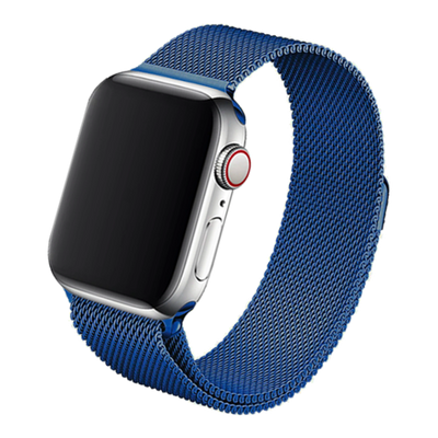 Cinturino Apple Watch in acciaio blue con finitura in maglia milanese