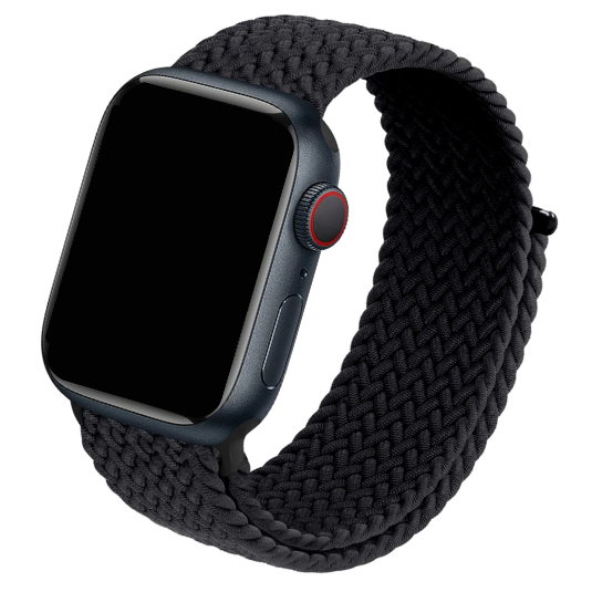 Cinturino Apple Watch in nylon intrecciato nero con chiusura a strappo