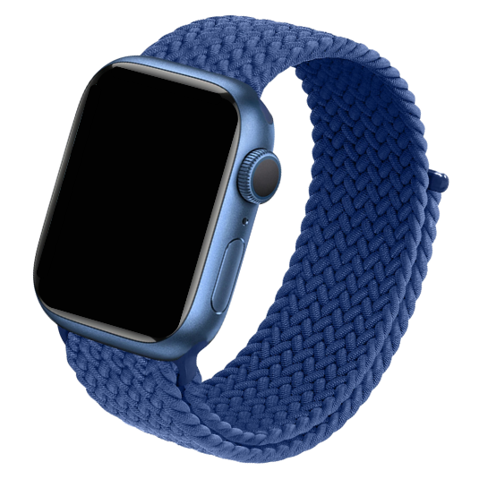 Cinturino Apple Watch in nylon intrecciato blu con chiusura a strappo