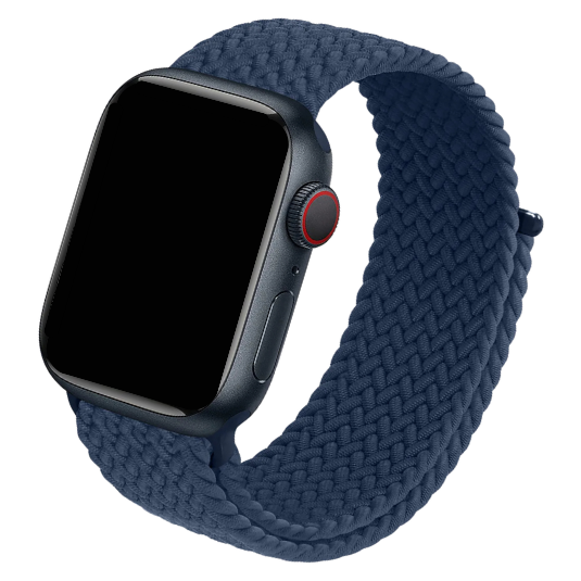 Cinturino Apple Watch in nylon intrecciato blu scuro con chiusura a strappo