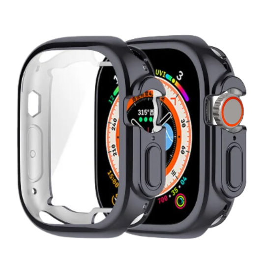 guscio protettivo nero con vetro incorporato per apple watch ultra