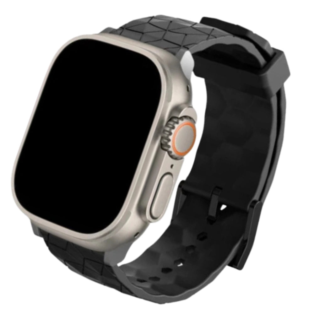 Cinturino Apple Watch in silicone a trama esagonali nero