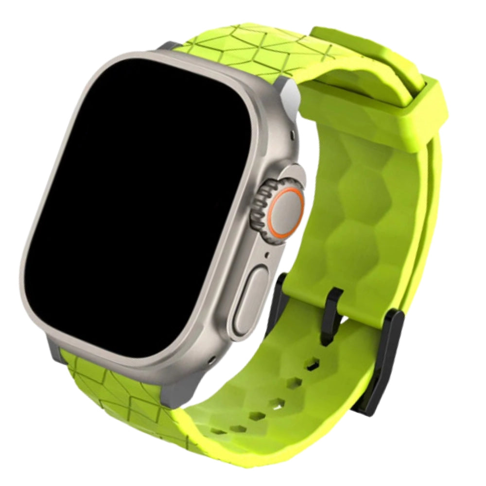 Cinturino Apple Watch in silicone a trama esagonali giallo fluo