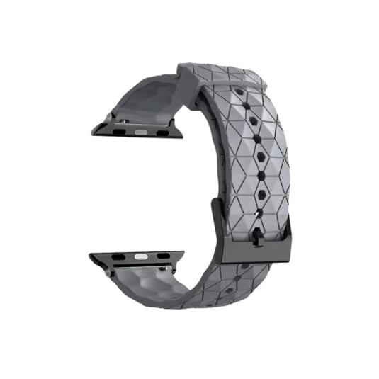 Cinturino Apple Watch in silicone a trama esagonali grigio dettaglio