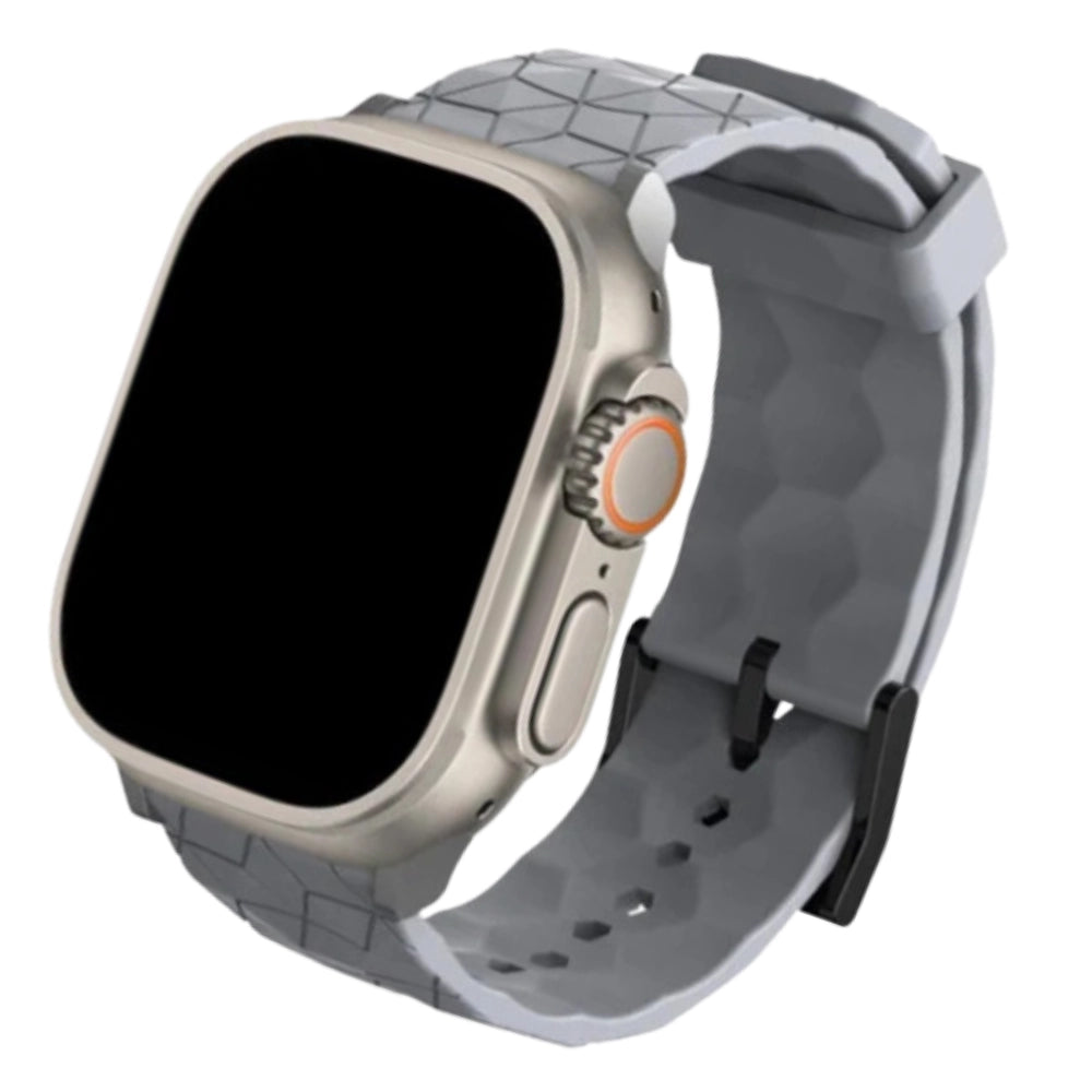 Cinturino Apple Watch in silicone a trama esagonali grigio