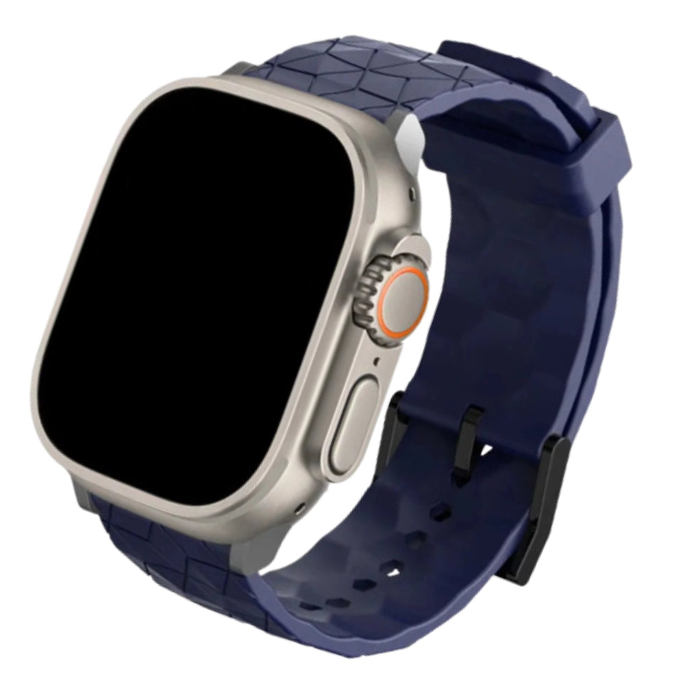 Cinturino Apple Watch in silicone a trama esagonali blue