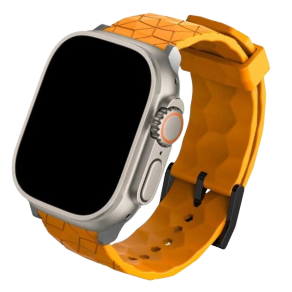 Cinturino Apple Watch in silicone a trama esagonali arancione