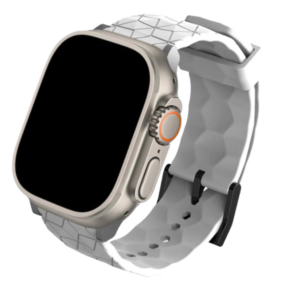 Cinturino Apple Watch in silicone a trama esagonali bianco