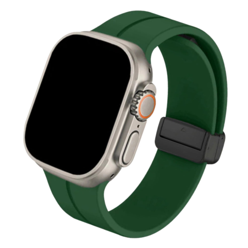 Cinturino Apple Watch in silicone verde foresta con chiusura magnetica
