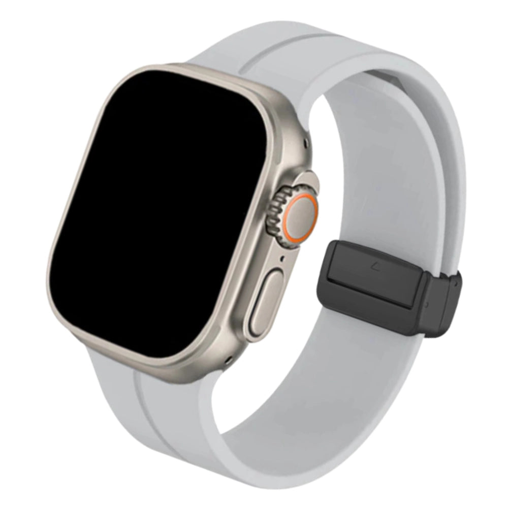 Cinturino Apple Watch in silicone grigio chiaro con chiusura magnetica