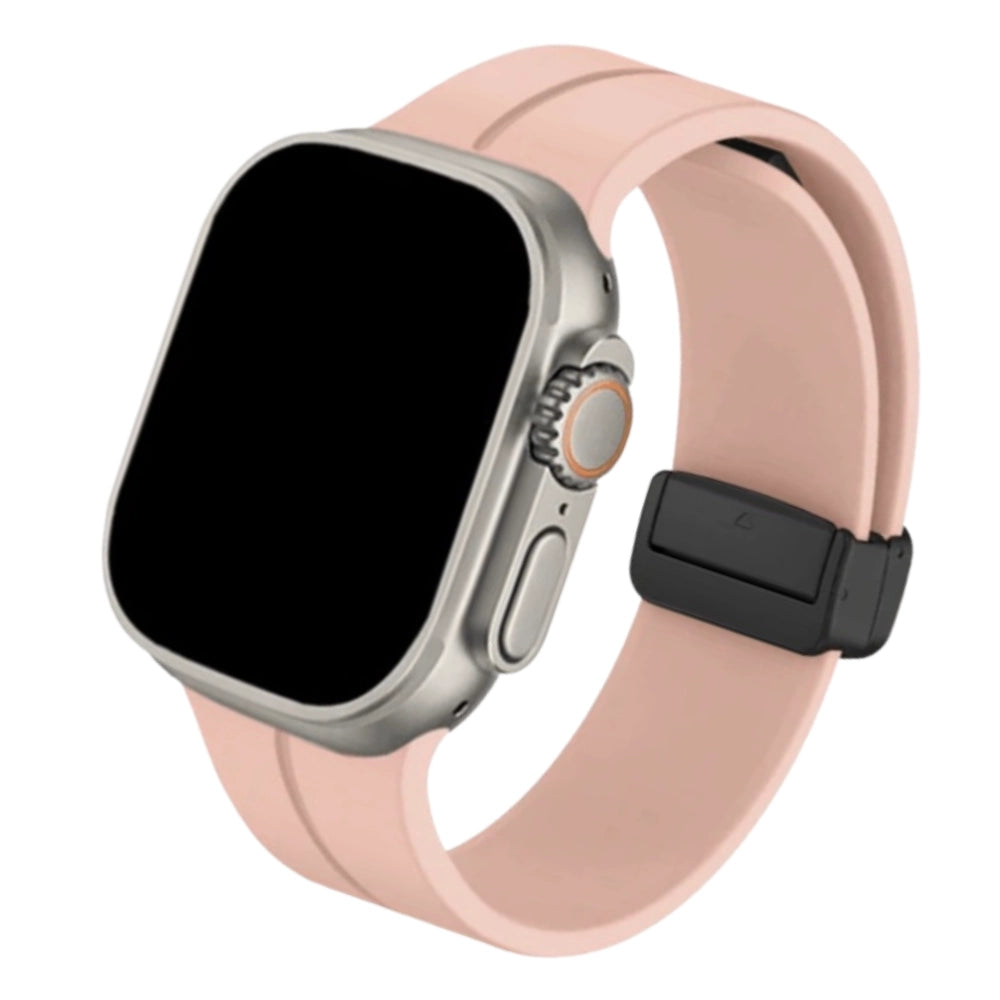 Cinturino Apple Watch in silicone sabbia rosa con chiusura magnetica