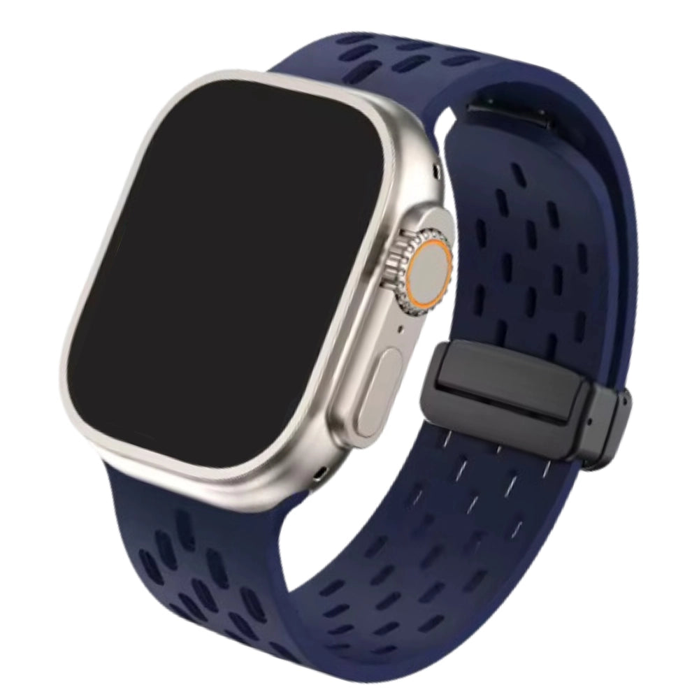 Cinturino Apple Watch in silicone a fori blu notte con chiusura magnetica