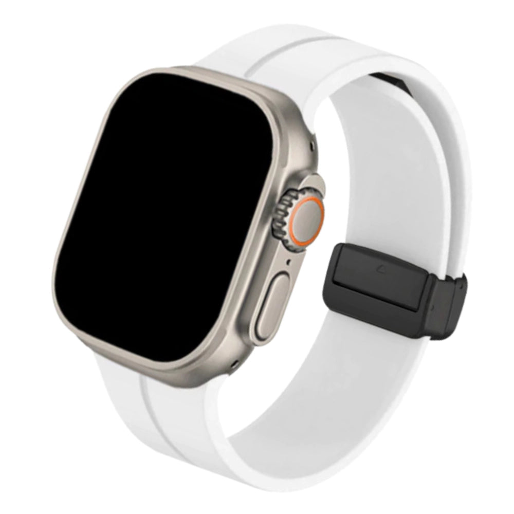 Cinturino Apple Watch in silicone bianco con chiusura magnetica