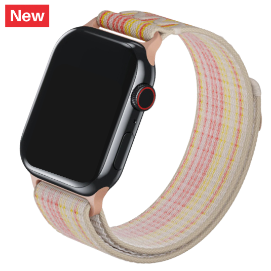 cinturino per apple watch in nylon resistente con finitura beige e rosa
