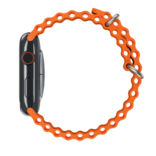 Cinturino Ocean Arancione per Apple Watch Ultra ed Apple watch vista laterale