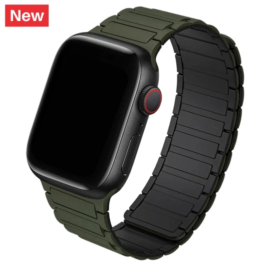 cinturino in silicone magnetico verde militare compatibile con apple watch
