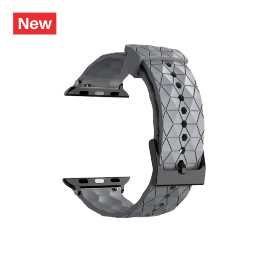 Cinturino Apple Watch in silicone a trama esagonali grigio dettaglio
