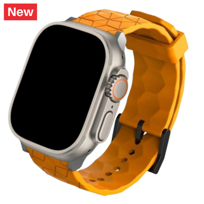 Cinturino Apple Watch in silicone a trama esagonali arancione