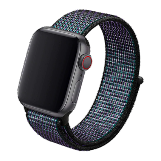 Cinturino Apple Watch in Nylon sport blue e nero #Colore_Hyper Grape