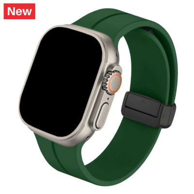 Cinturino Apple Watch in silicone verde foresta con chiusura magnetica