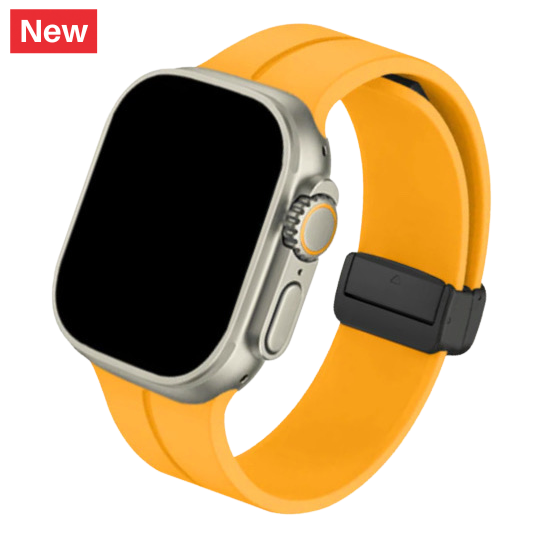Cinturino Apple Watch in silicone giallo sportivo chiusura magnetica