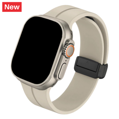 Cinturino Apple Watch in silicone color sabbia con chiusura magnetica