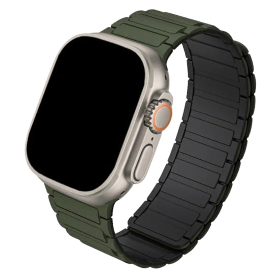 cinturino in silicone magnetico verde militare compatibile con apple watch ultra