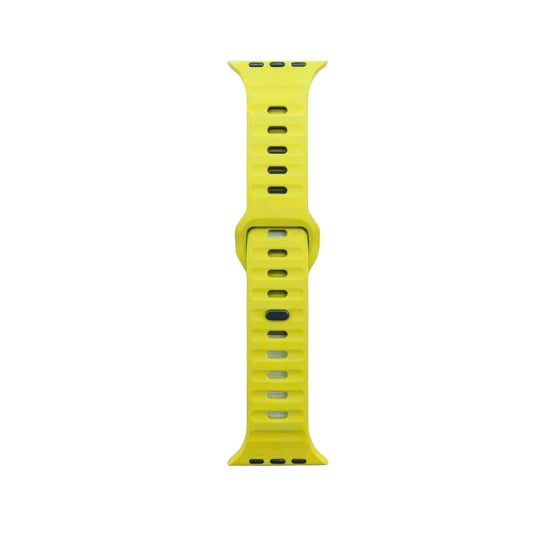 Cinturino Apple Watch in Silicone sportivo giallo fluorescente dettaglio