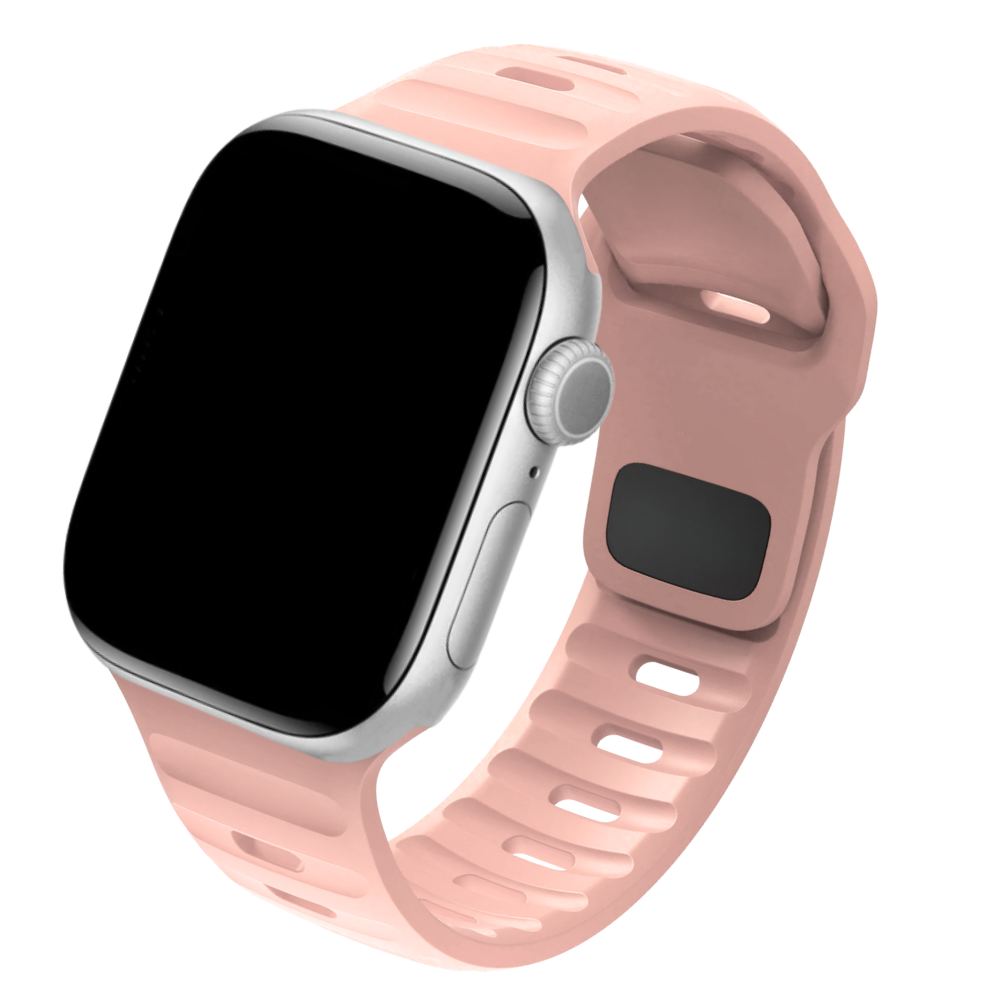 Cinturino Apple Watch in Silicone sportivo rosa compatibile 46mm vista laterale