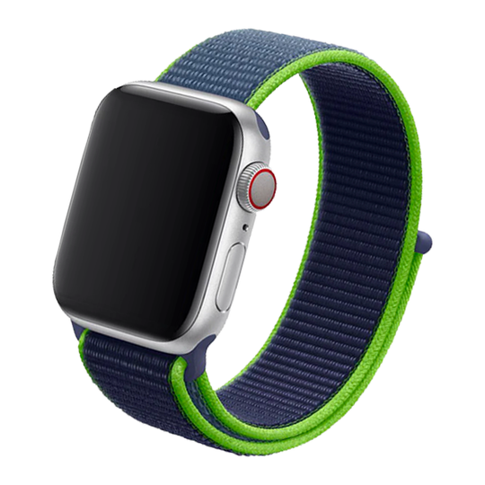 Cinturino Apple Watch in Nylon sport blue e verde #Colore_Neon Lime