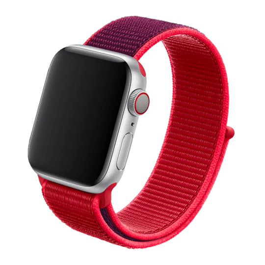 Cinturino Apple Watch in Nylon rosso e viola #Colore_Product Red