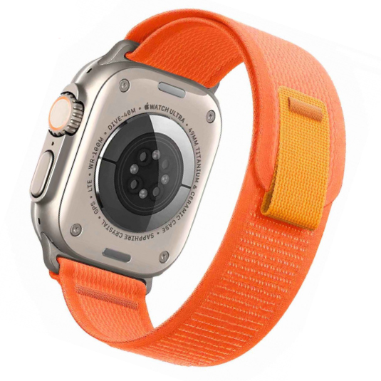 Cinturino Apple Watch in Nylon Trail arancione dettaglio