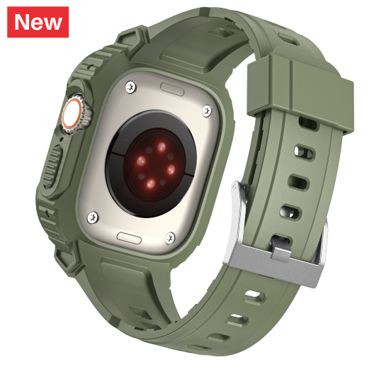 Cinturino Apple Watch Ultra con cover incorporata verde militare retro
