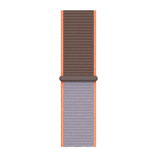 Cinturino Apple Watch in Nylon grigio e arancione dettaglio