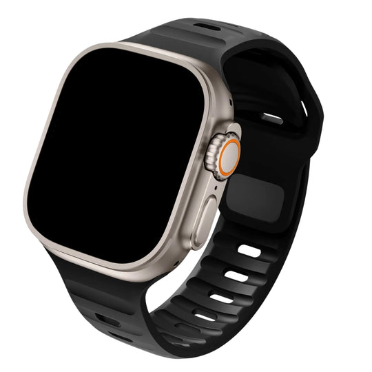 Cinturino Apple Watch in Silicone sportivo Nero su cassa in titanio