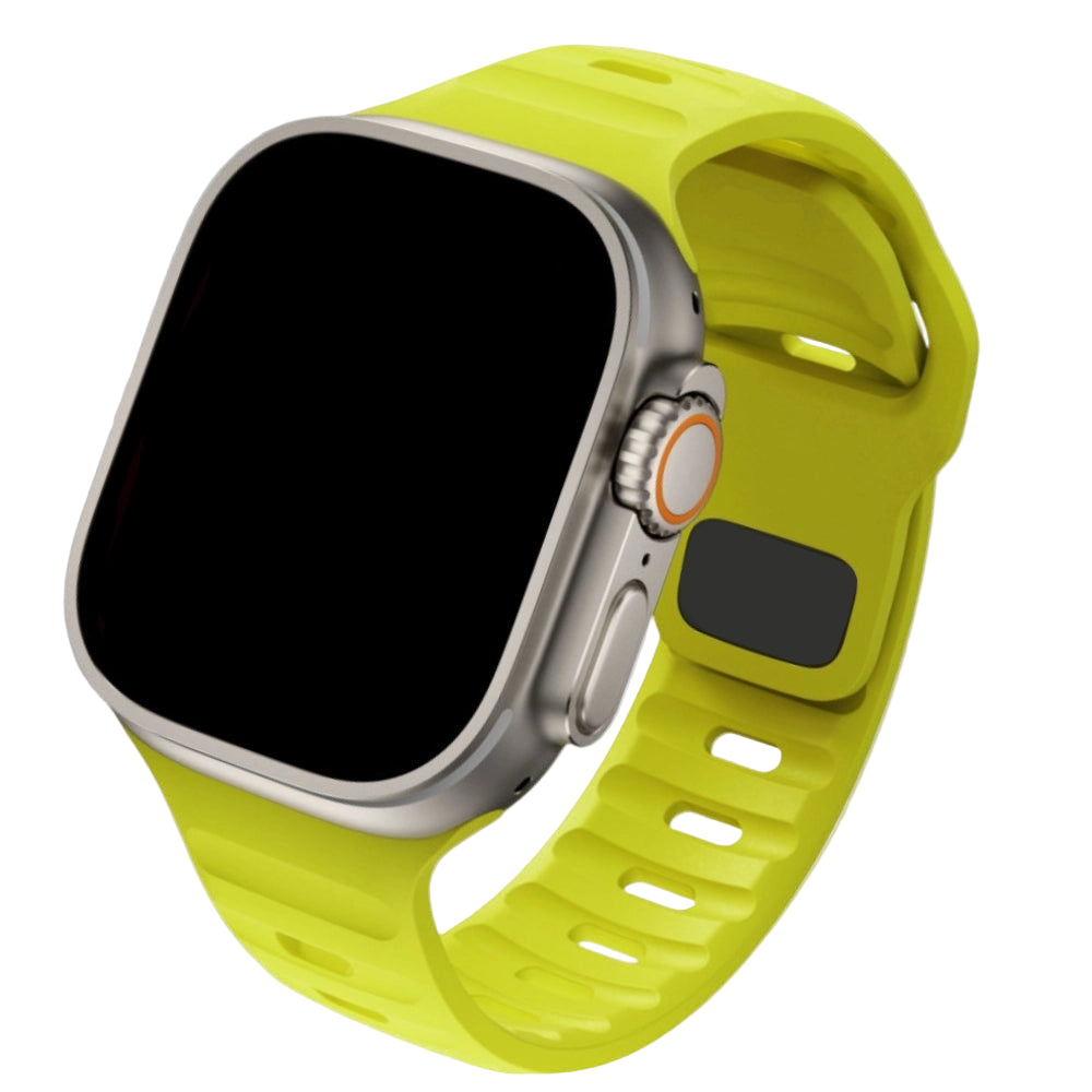 Cinturino Apple Watch in Silicone sportivo giallo fluo compatibile 49mm #Colore_Evo