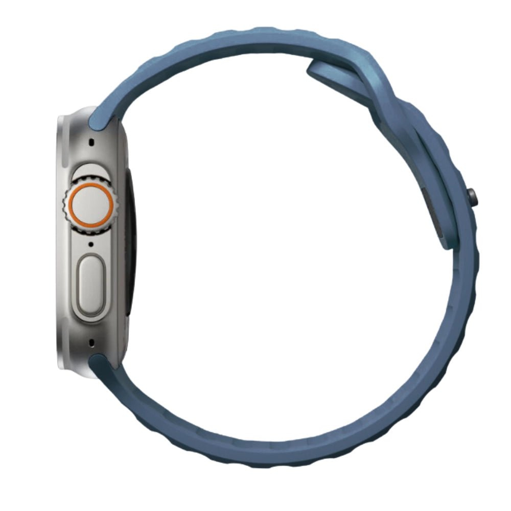 Cinturino Apple Watch in Silicone sportivo blu chiaro compatibile 49mm vista laterale #Colore_Light Blue