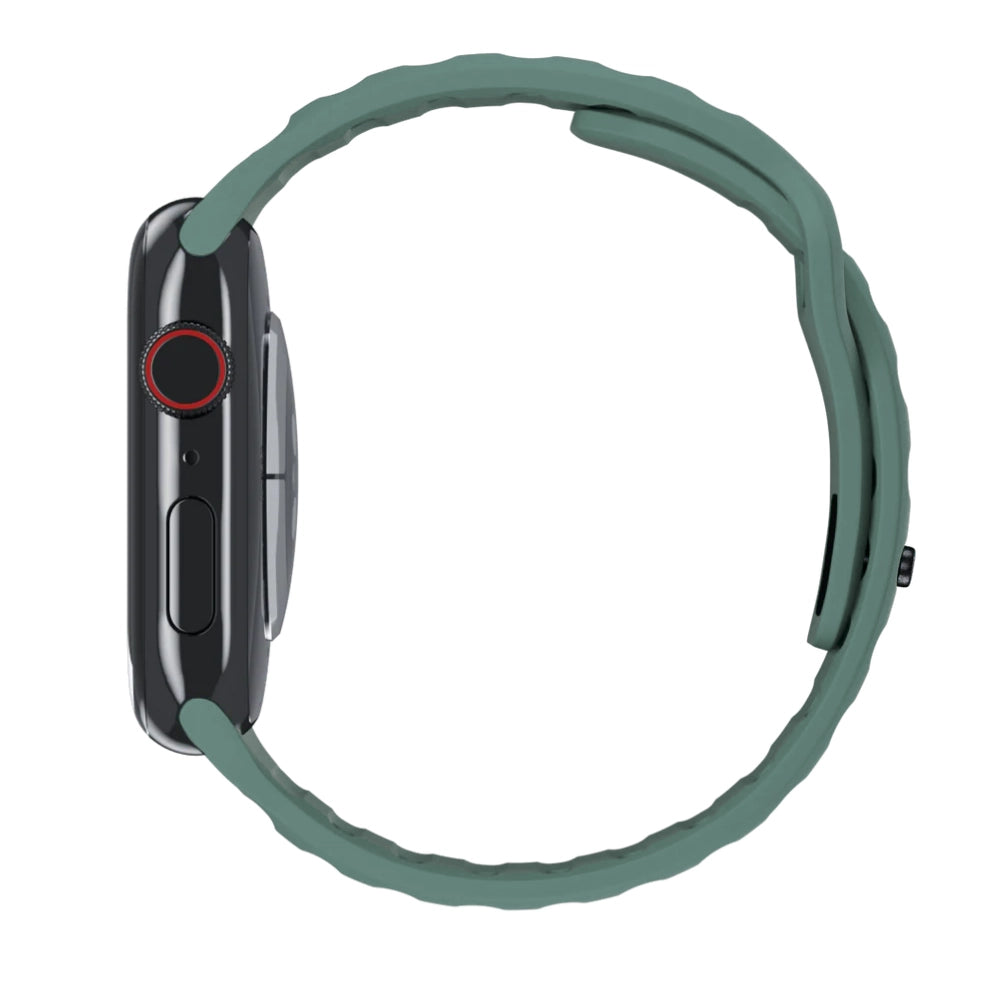 Cinturino Apple Watch in Silicone sportivo verde pino compatibile 46mm vista laterale
