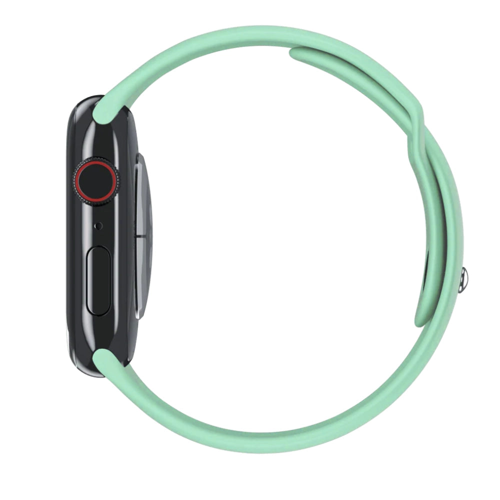 Cinturino Apple Watch in Silicone verde chiaro vista lato