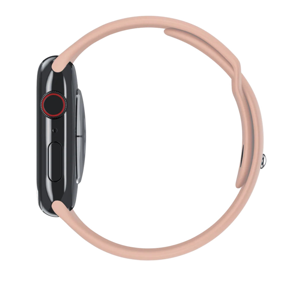 Cinturino Apple Watch in Silicone classico rosa vista laterale