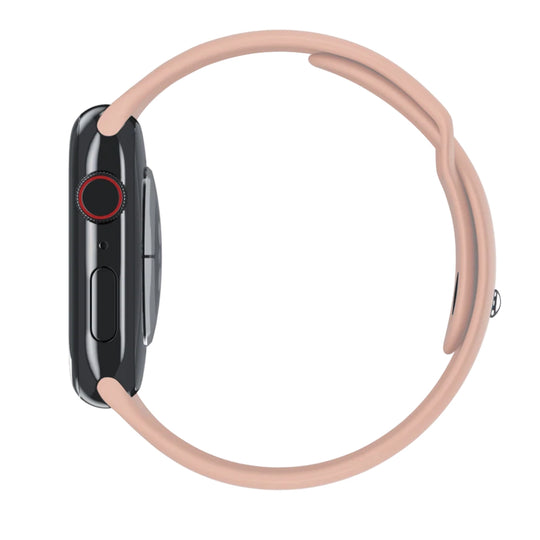 Cinturino Apple Watch in Silicone classico rosa vista laterale