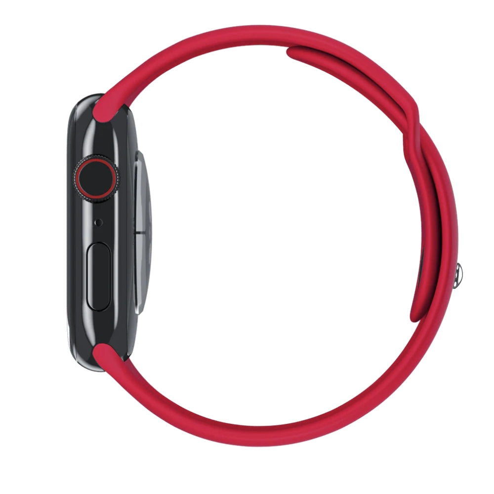 Cinturino Apple Watch in Silicone classico rosso rosa vista lato