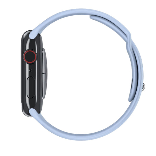 Cinturino Apple Watch in Silicone classico azzurro chiaro vista laterale