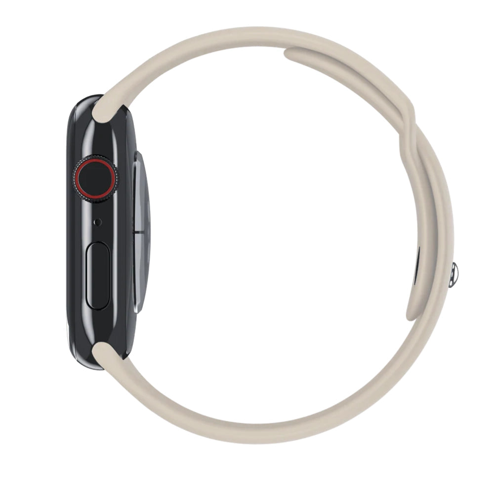 Cinturino Apple Watch in Silicone classico sabbia vista laterale