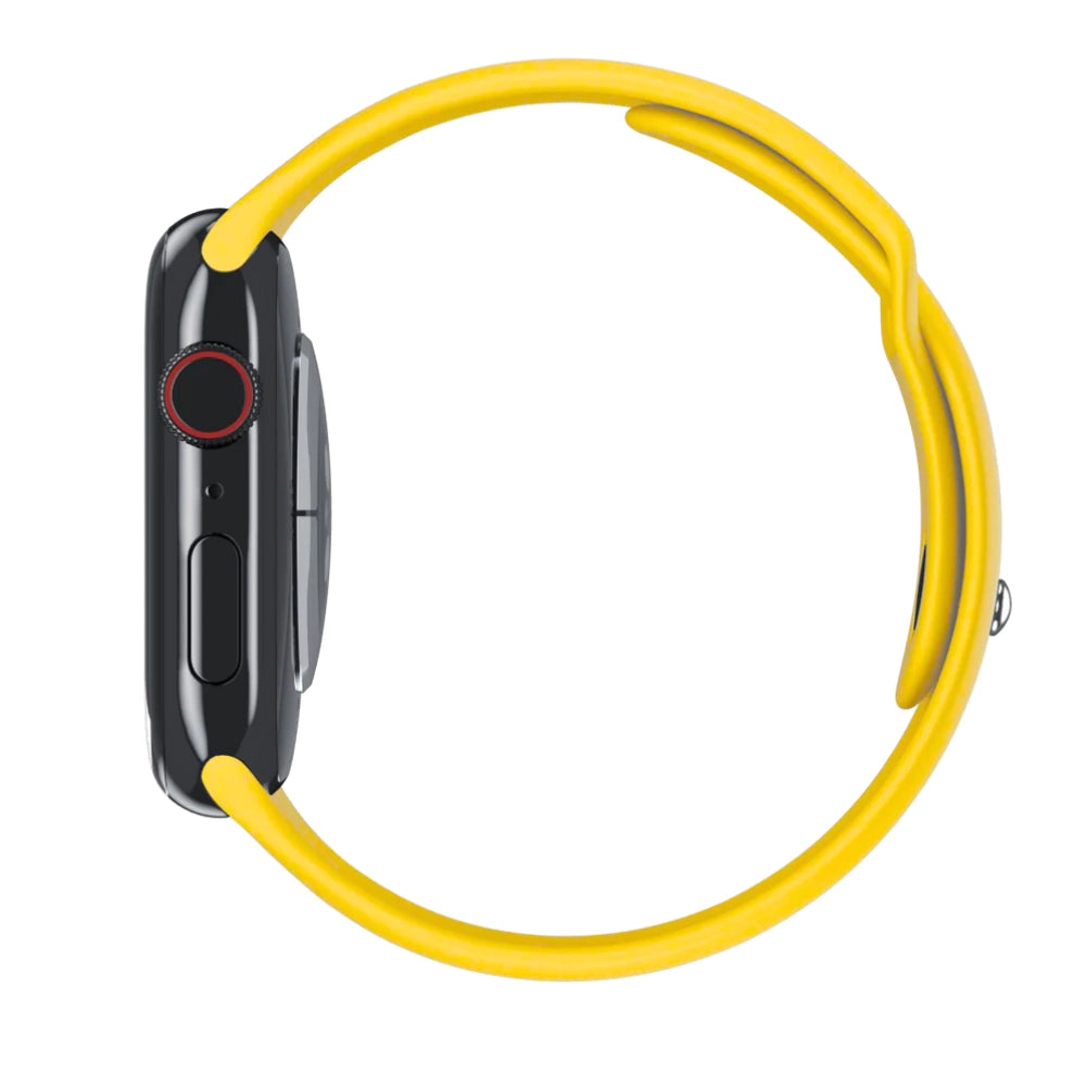 Cinturino Apple Watch in Silicone classico giallo vista laterale