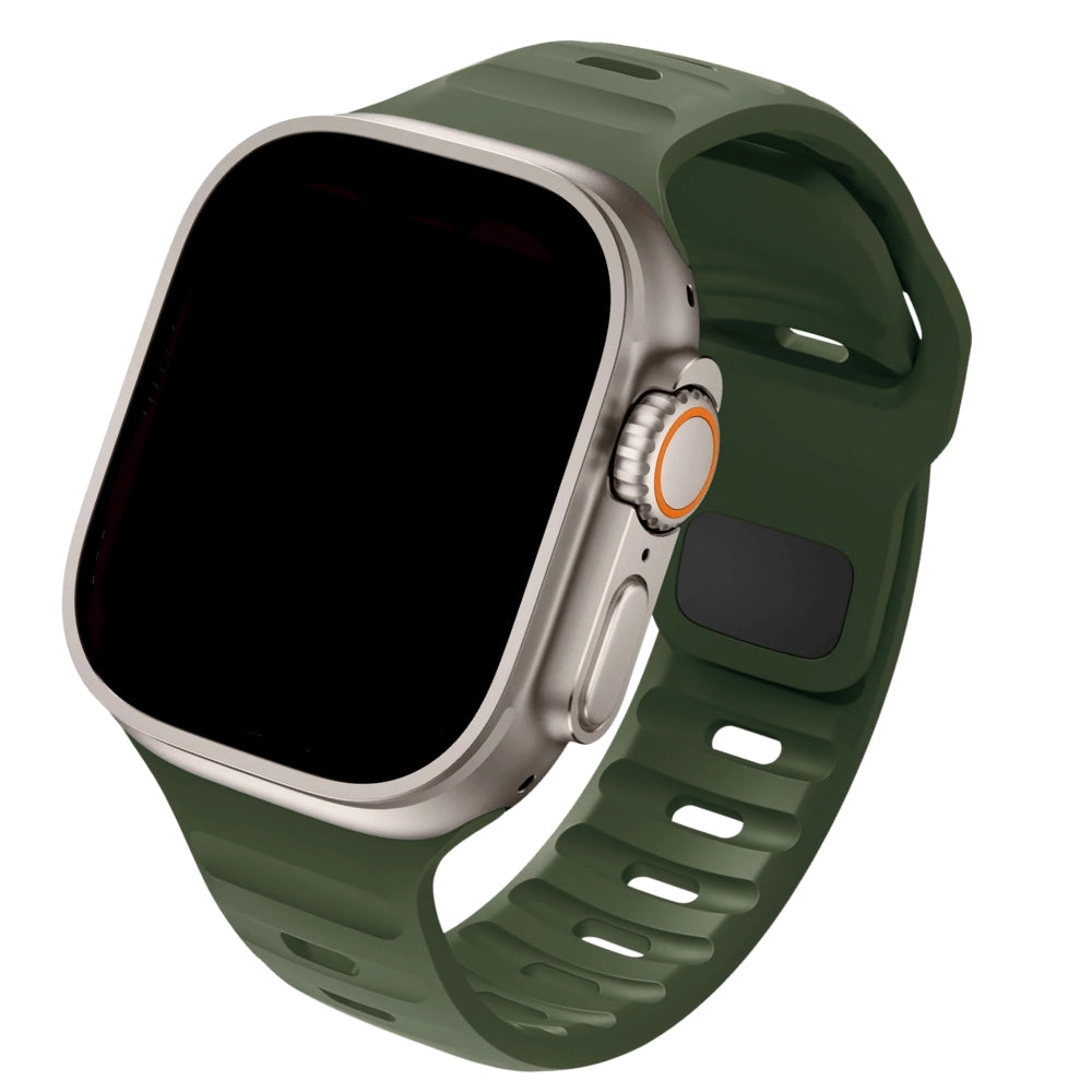 Cinturino Apple Watch in Silicone sportivo verde militare compatibile 49mm #Colore_Military