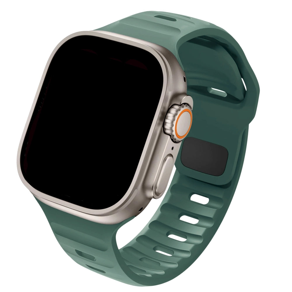 Cinturino Apple Watch in Silicone sportivo verde pino compatibile 49mm