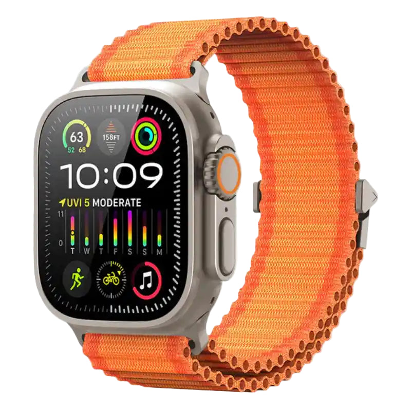 cinturino in nylon tubolare arancione per apple watch nero #Colore_Orange