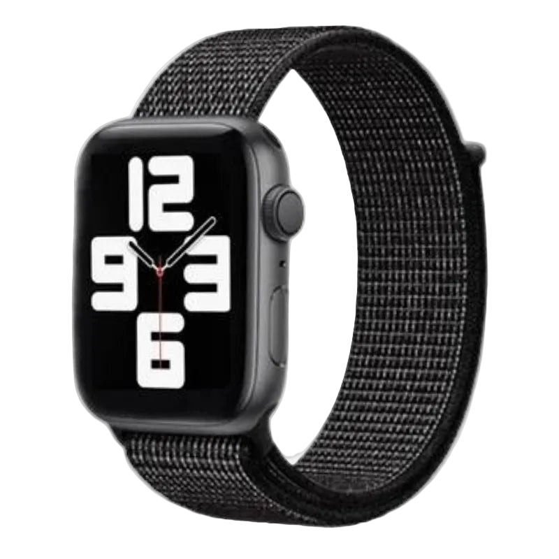 Cinturino Apple Watch in Nylon nero catarifrangente #colore_Black Platinum